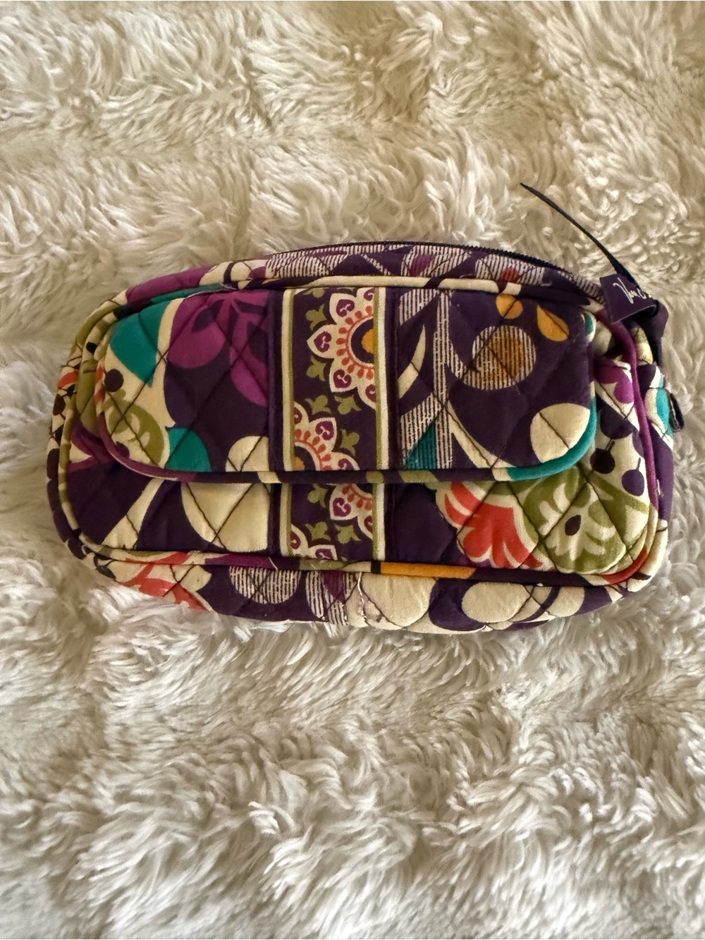 Vera Bradley Plum Crazy Floral Patchwork Wristlet Clutch - Purple Multi
